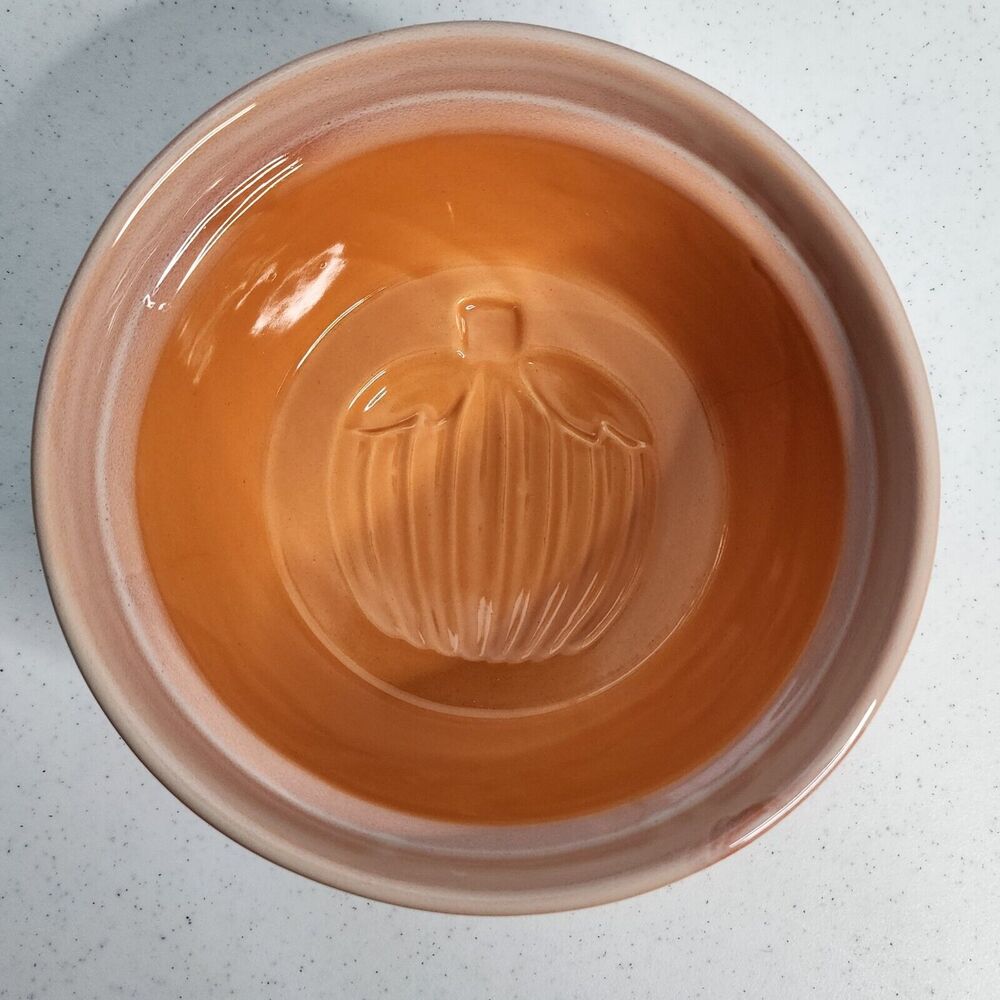 Tumbleweed Pottery Pumpkin Bread Mold Casserole Round Orange Baking Dish 7.75"